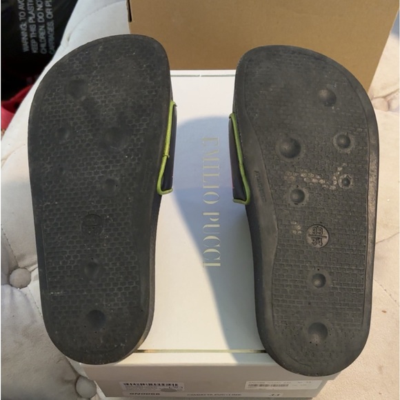 Emilio pucci hot pink/limegreen black kids slides size 33 100% authentic - Picture 3 of 4